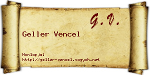 Geller Vencel névjegykártya